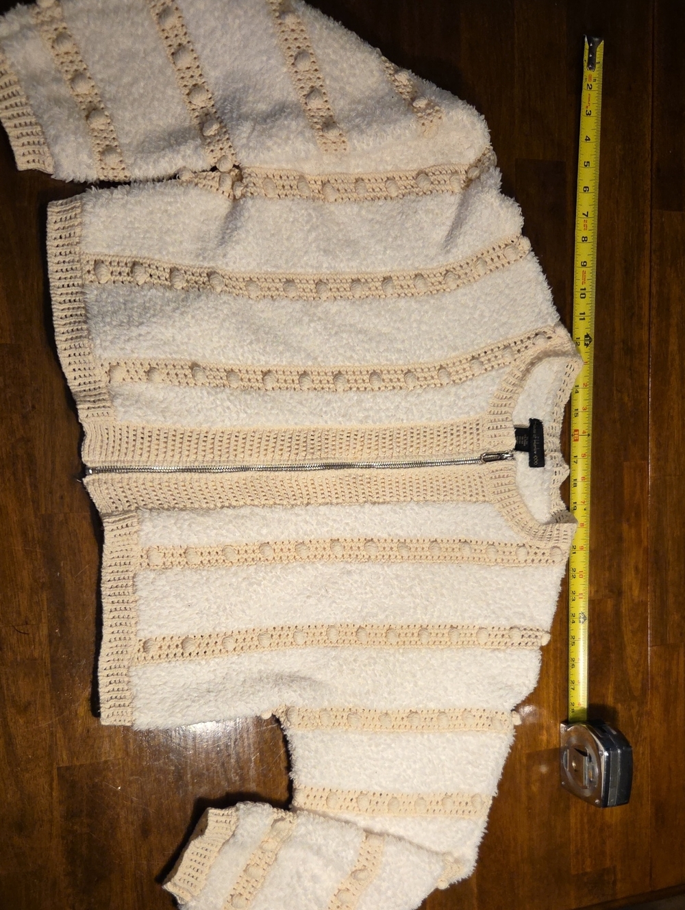 House of Harlow 1960 Cream Textured Zip Cardigan